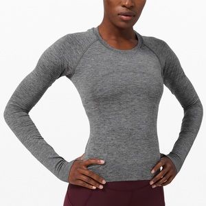 gray lululemon long sleeve swiftly top